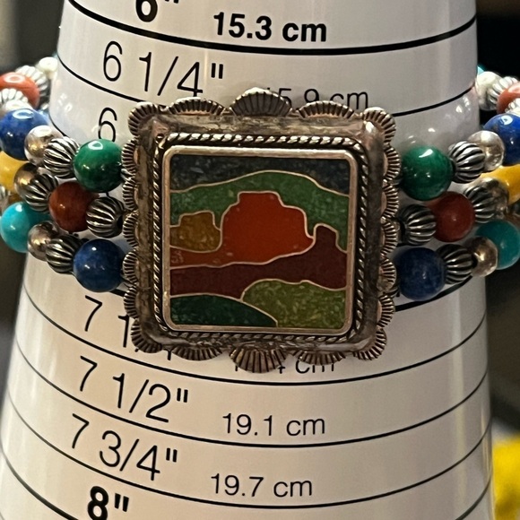 Carolyn Pollack Relios 925 Sterling Silver Multi-Gemstone Desert Scene Bracelet - Picture 3 of 6